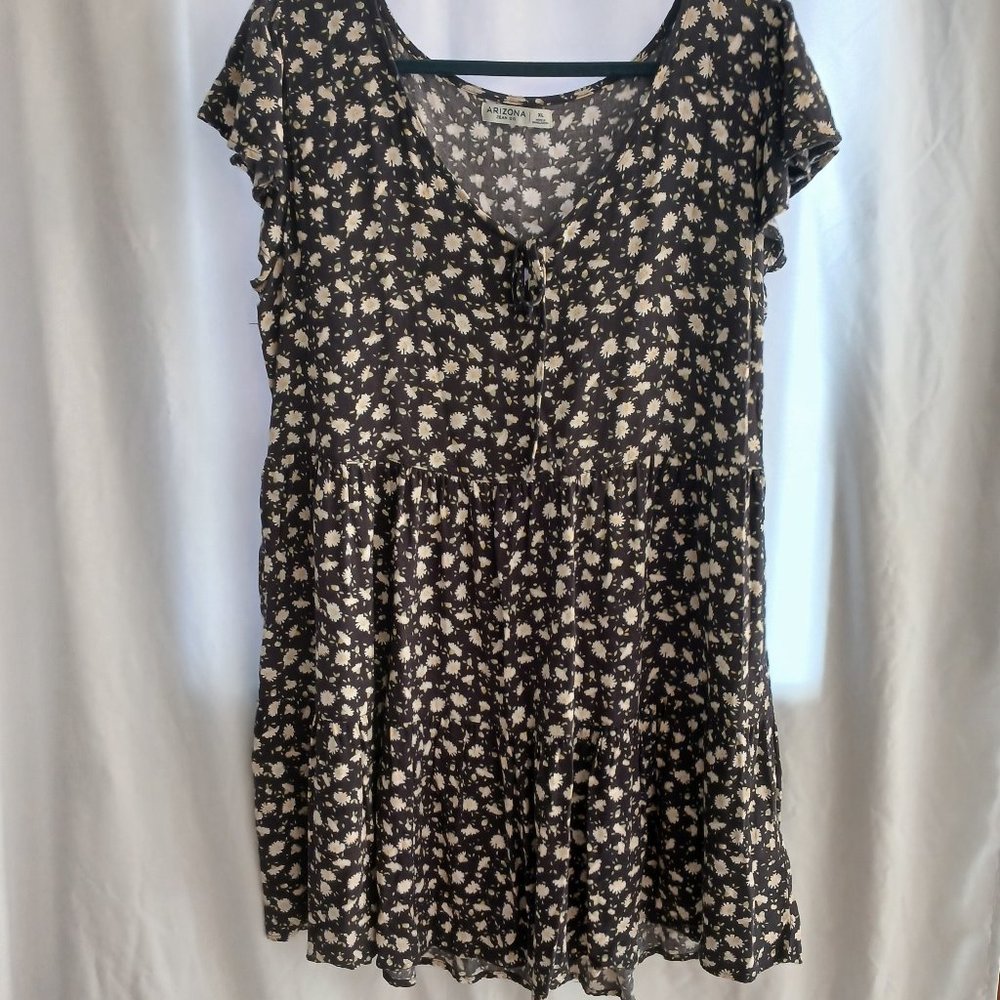 Arizona Jean Co XL 3 tiered gray floral dress